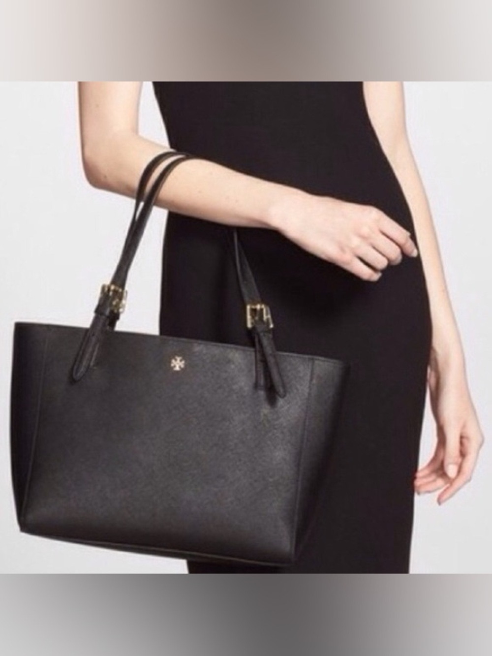 Tory Burch Black Saffiano Leather Tote